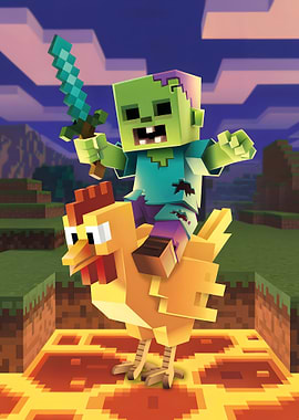Minecraft Zombie Riding Chicken