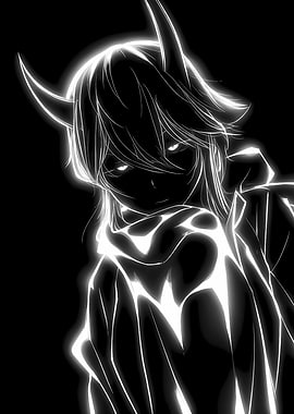 Monochrome Anime Character with Horns