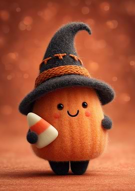 Cute Halloween Pumpkin Witch with Candy Corn