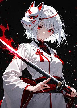Anime Girl with Mask and Katana