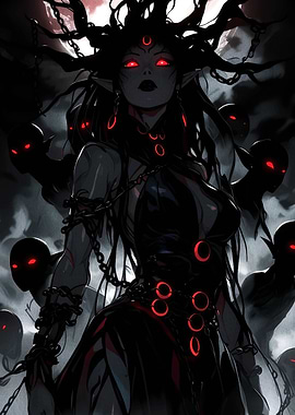 Dark Elf Queen with Red Eyes