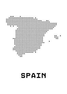 Spain Map Dotted Black and White
