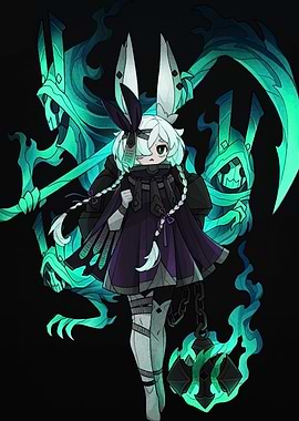 Anime Girl with Grim Reaper Spirits