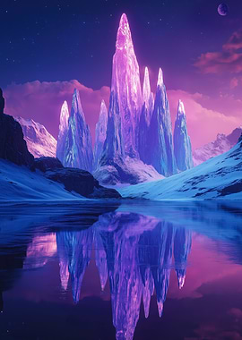 Neon Crystal Mountains Landscape