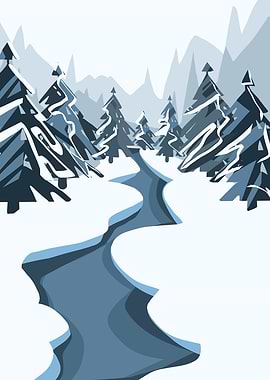 Winter Landscape with River and Trees