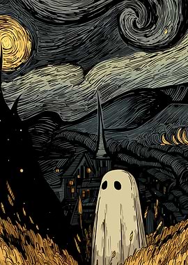 Ghostly Night: A Halloween Art Piece