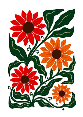 Floral Arrangement with Red and Orange Flowers