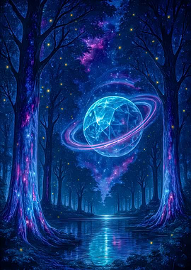 Enchanted Forest with Celestial Orb