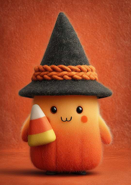 Cute Halloween Witch with Candy Corn