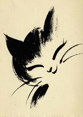 Abstract Cat Ink Drawing