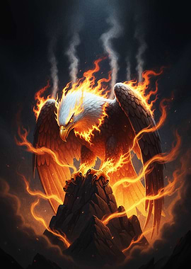Fiery Eagle on Mountain Peak