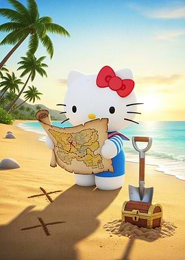 Cat Animal Treasure Hunt on Beach