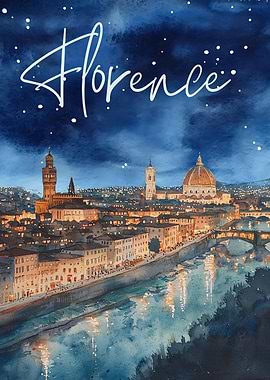 Florence Cityscape Watercolor Painting
