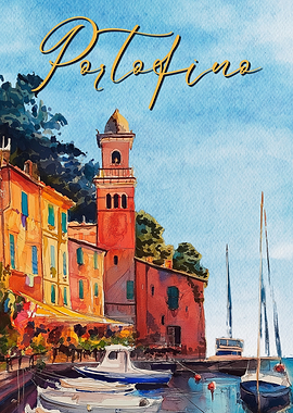 Portofino Watercolor Painting