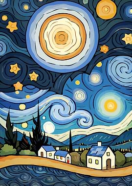 Starry Night Inspired Landscape