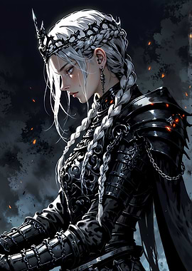 Armored Queen with Braids and Crown
