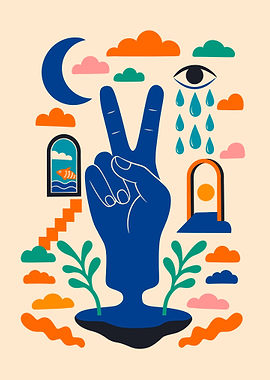 Abstract Peace Sign with Surreal Elements