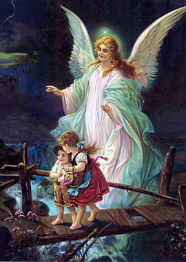 Guardian Angel with Children on Bridge