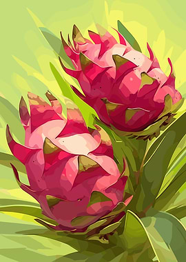 Dragon Fruit Still Life Painting