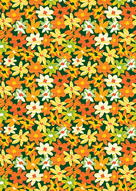Floral Pattern with Orange and Yellow Flowers