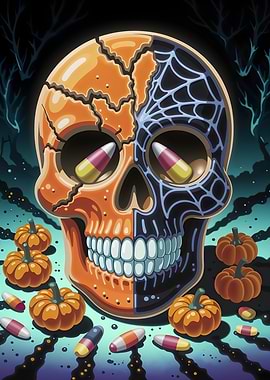 Halloween Skull with Candy Corn Eyes
