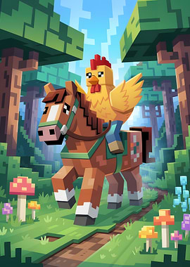 Minecraft Horse and Chicken Adventure