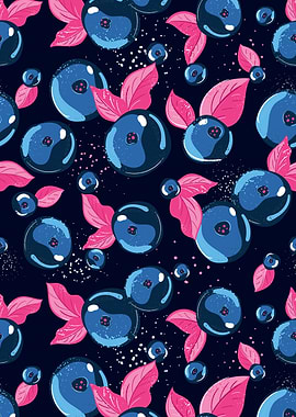 Blueberry and Leaf Pattern