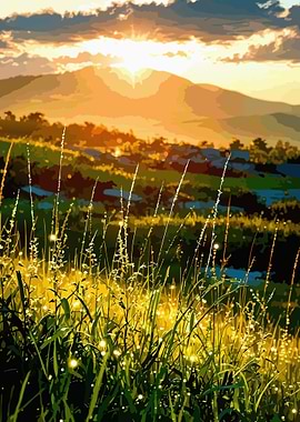 Golden Meadow at Sunset