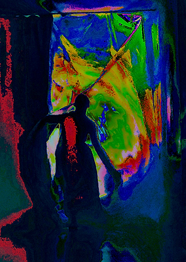 Abstract Figure in Colorful Environment