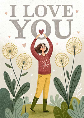 I Love You Illustration with Heart