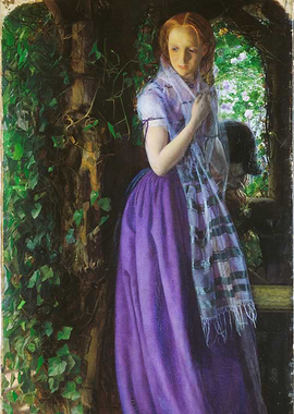 Young Woman in Garden Painting