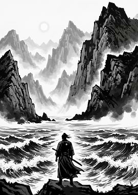 Samurai at Sea Ink