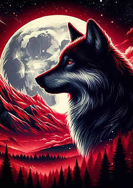 Wolf howling moon