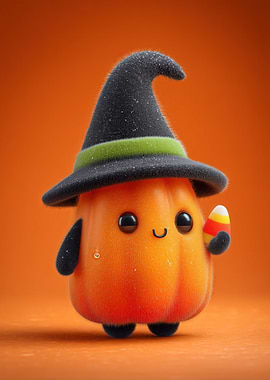Cute Pumpkin Witch with Candy Corn