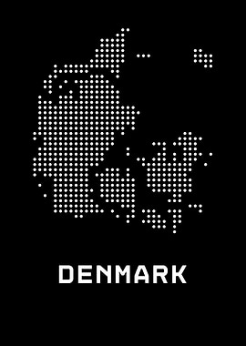Denmark Map Dotted Black and White