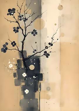 Abstract Floral Tree Painting