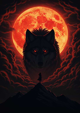 Wolf, Moon, and Silhouette