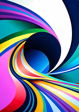 Spiral Ribbon Vortex with Flowing Multicolor Arcs and Luminous Gradient Tunnel