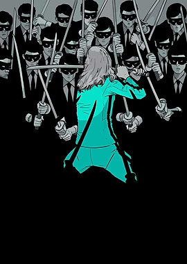 Woman Surrounded by Masked Swordsmen