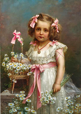 Girl with Daisies Painting