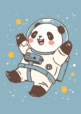 Panda Astronaut in Space Cartoon