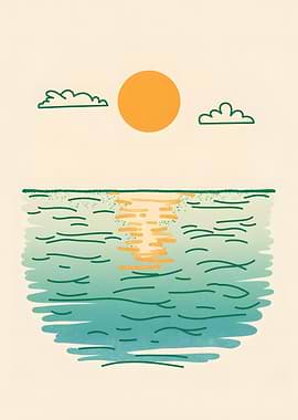 Minimalist Ocean Sunset