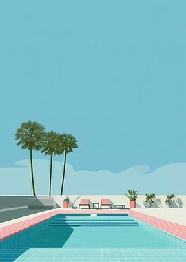 Poolside Serenity: Minimalist Tropical Oasis