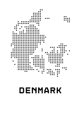 Denmark Map Black Dots on White