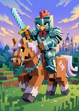 Minecraft Chicken Knight on Horseback