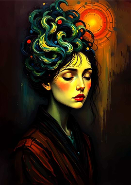Dreamy Portrait with Ornate Hairstyle