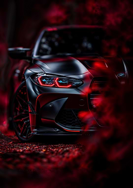 Sleek Black Car Autumn