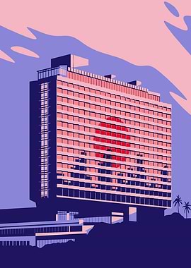 Modern Building with Red Circle