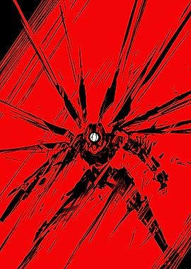 Abstract Red and Black Robot Illustration ultrakill video game