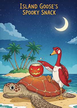 Island Goose's Spooky Snack Illustration